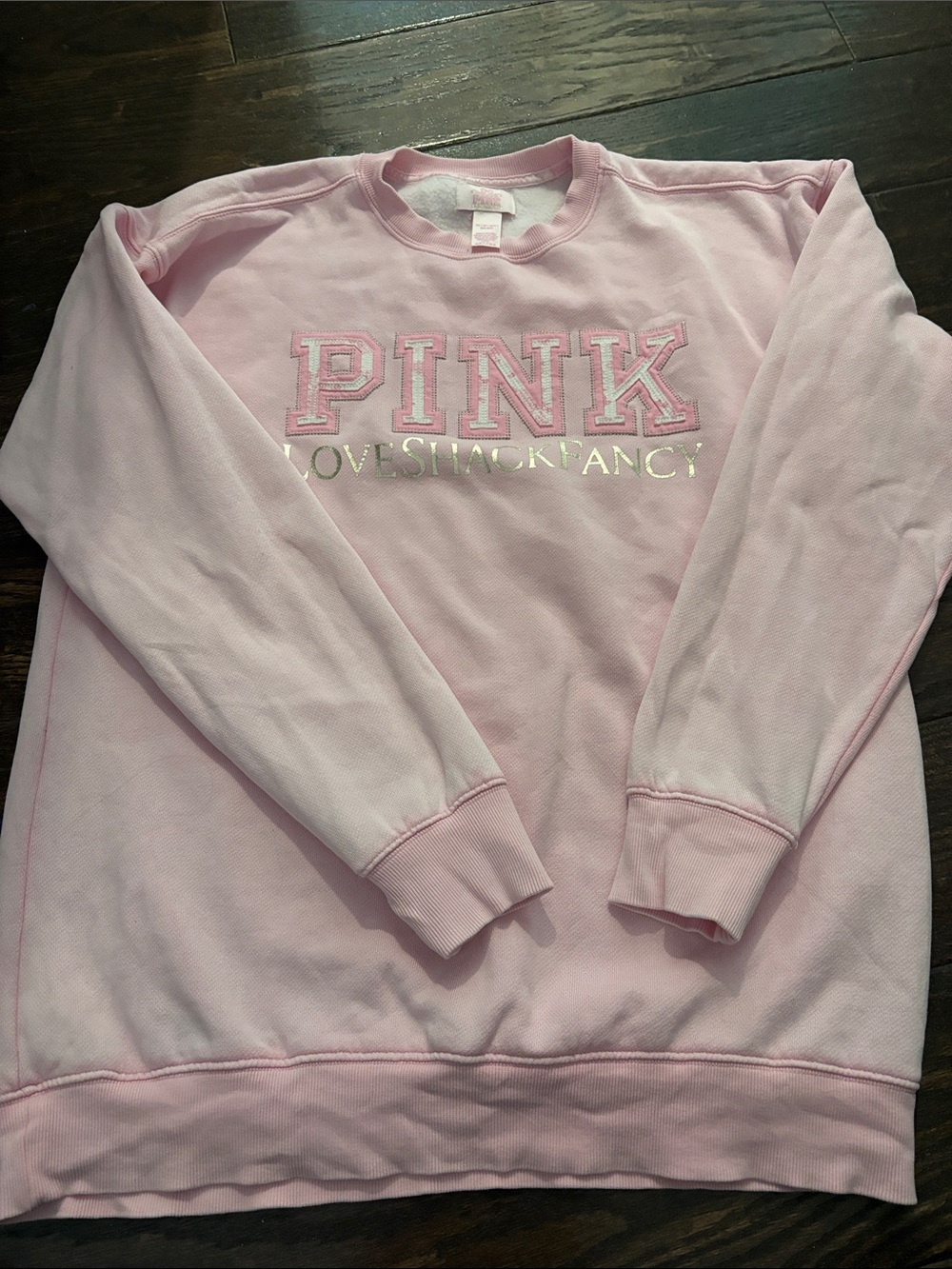 PINK Victoria's Secret X LOVESHACKFANCY Pale Pink Logo Crewneck Sweatshirt